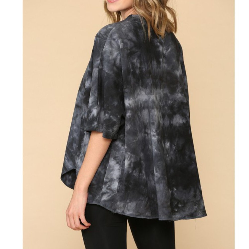 🎉Oversized Boxy Tie Dye Navy Top - Picture 4 of 4